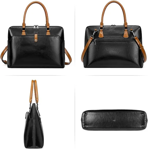 Miniatura 6 de CLUCI Maletín de cuero para mujer 15.6 pulgadas portátil de negocios vintage delgado bolso de hombro de las señoras