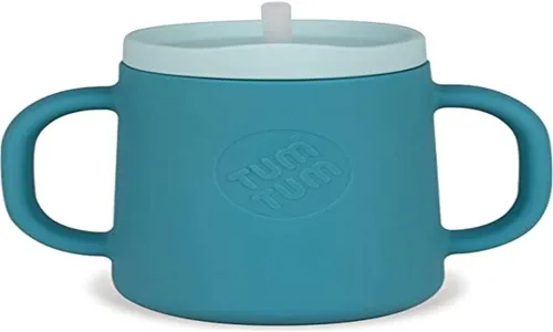 Miniatura 4 de TUM TUM Taza de entrenamiento para bebés de 3 vías, diseñada con especialista en alimentación, 6.1 fl oz (azul)