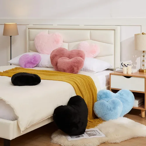 Miniatura 5 de YRXRUS Almohadas de corazón, almohada en forma de corazón, almohada negra con forma de corazón para regalos, almohadas con forma para ella, niños