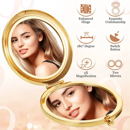 Miniatura 4 de Cindeer 12 Piezas Espejo Compacto Pequeño Plegable de Bolsillo Espejo de Maquillaje Redondo Portátil Espejo Cosmético con Aumento 1X/2X Espejo