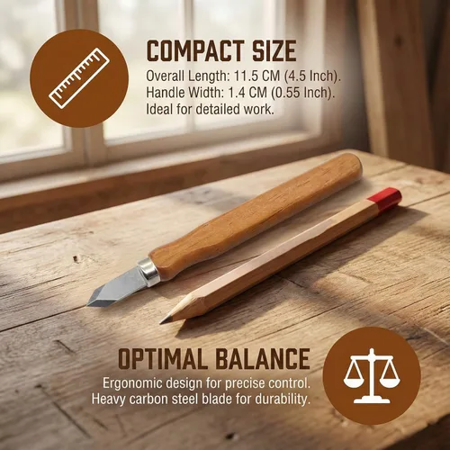 Miniatura 6 de 2 paquetes de cuchillo de marcado para carpintería con hoja de acero de alto carbono - Cuchillo de doble bisel de precisión para marcado - Paquete