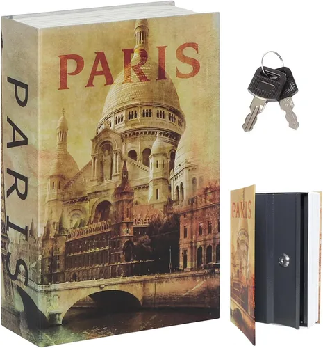 Miniatura 11 de Decaller Caja fuerte para libros con cerradura de llave, caja secreta de metal oculta para seguridad del hogar, dinero y joyas, 9.5 x 6.2 x 2.2