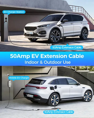 Miniatura 5 de Cable de extensión de cargador EV, cable de extensión J1772 de 50 amperios de 20 pies compatible con cargador EV de nivel 1/nivel 2, cable