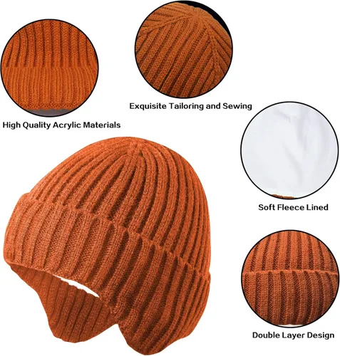 Miniatura 2 de MaxNova Gorro de invierno para bebé, gorro de punto con orejeras para niños y niñas de 0 a 8 años