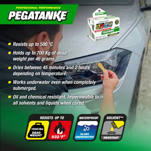 Miniatura 6 de PEGATANKE - Resina epoxi transparente de 2 partes Adhesivo profesional de soldadura en frío Pegamento de metal de alta resistencia para tanques