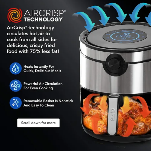Miniatura 4 de Dash AirCrisp Pro - Freidora de aire digital - Control de temperatura ajustable - Función de apagado automático y múltiples ajustes preestablecidos