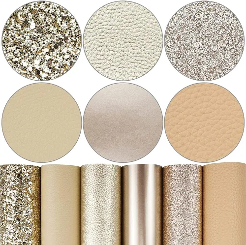 Miniatura 21 de Litchi Paquete de 6 hojas de cuero sintético de 8 x 12 pulgadas para aretes de lazo, tela de vinilo fácil de cortar para Cricut, cuero sintético
