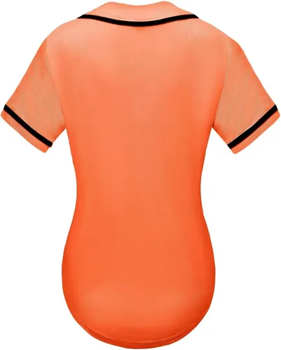 Miniatura 2 de babyhealthy Camiseta de béisbol para mujer, con botones, lisas, hip hop, softbol, deportiva, camiseta deportiva