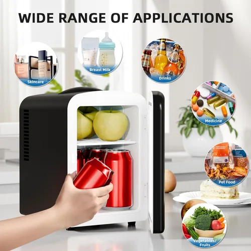 Miniatura 3 de Electactic Refrigerador compacto, mini refrigerador portátil, cuidado de la piel, capacidad de 4 litros/6 latas, para dormitorio, automóvil, oficina