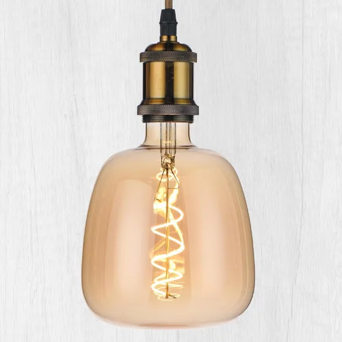 Bombillas LED decorativas de gran tamaño, bombilla Edison vintage gigante, T45 (T140), enormes bombillas tipo T, vidrio ámbar 2200 K blanco cálido,