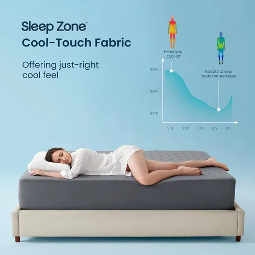 Miniatura 3 de Sleep Zone Protector de colchón refrescante individual, almohadilla de ropa de cama impermeable para personas que duermen con calor, cubrecolchón