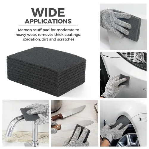 Miniatura 6 de S SATC Almohadillas para rayar grises de uso general de 6" x 9", paquete de 10 almohadillas automotrices para rayar, fregar, lijar, preparación