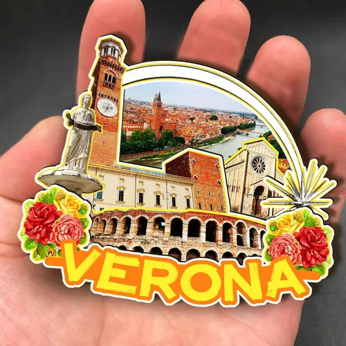 Miniatura 4 de Imán de madera de Verona de Italia 3D para nevera, recuerdos coleccionables, decoración hecha a mano, artesanías 2
