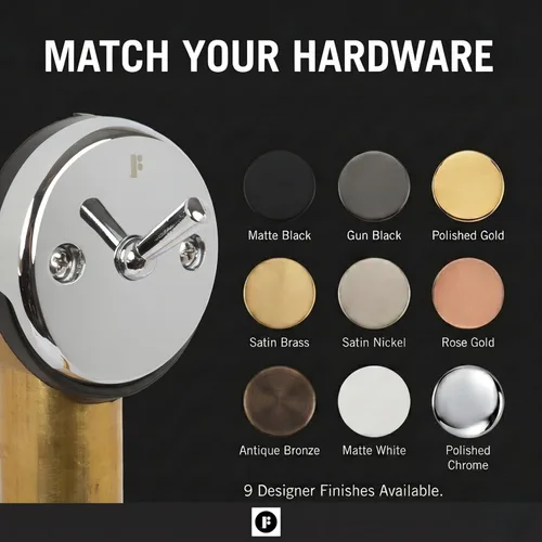 Miniatura 8 de Fine Fixtures Desagüe de ducha para bañera, tubo de latón calibre 20, kit de drenaje de desbordamiento de palanca de viaje, latón satinado