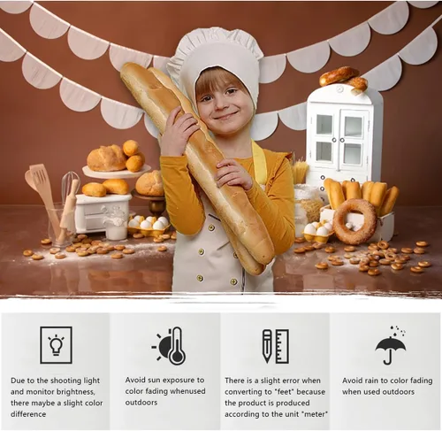 Miniatura 6 de YongFoto Fondo de Mesa de Panadería para Hornear 5x3 pies Pan Dona Galleta Gabinete Blanco Fondo de Fotografía Niño Niña Cake Smash Cumpleaños Baby