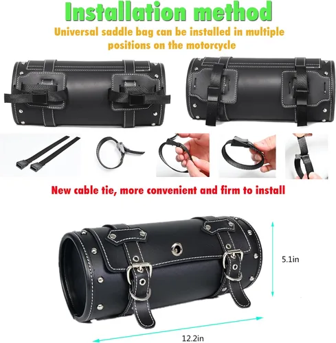 Miniatura 6 de Bolsa de herramientas de cuero de PVC para motocicleta Bolsa universal para horquillas Manillar Herramienta Bolsa de rollo de motocicleta