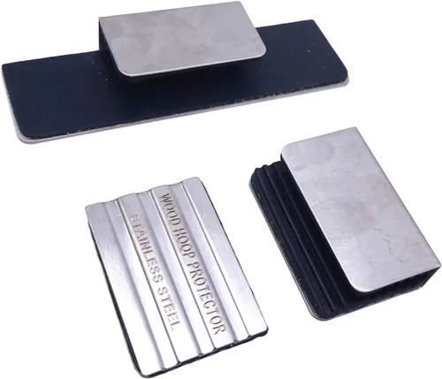 Miniatura 2 de Juego de 3 protectores de aro de bombo de acero inoxidable con inserto de goma duradero para aro de madera