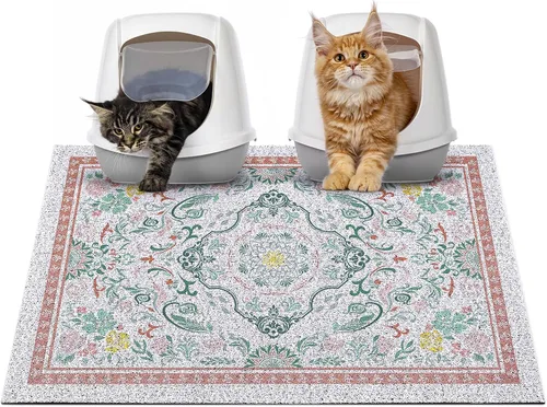 Miniatura 16 de Glittme Alfombrilla de Arena para Gatos con Base Antideslizante, Alfombrilla de Caja de Arena Impermeable que Atrapa la Arena, Fácil de Limpiar