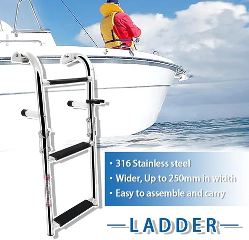 Miniatura 3 de Escalera plegable de acero inoxidable para barco, escalera de natación portátil, escalera telescópica para yates marinos y más (7101SN25)