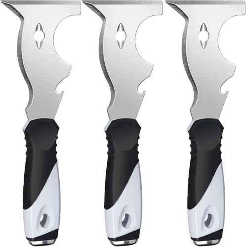 Miniatura 9 de Mister Rui Paquete de 2 Cuchillos de Masilla 10 en 1 - Herramienta Multiusos para Pintores, Cuchillo de Cinta, Raspador de Pintura y Metal