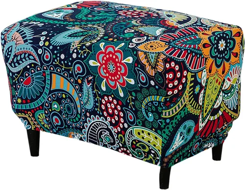 Miniatura 45 de Eco-Ancheng Funda elástica para silla, funda otomana rectangular de almacenamiento, funda otomana para reposapiés, fundas otomanas para taburete