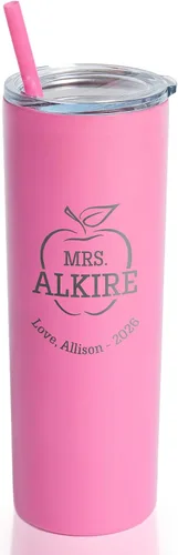 Miniatura 13 de Lifetime Creations Vaso de acero inoxidable grabado personalizado con popote de 20 onzas (menta), regalo para profesor, tutor, instructor