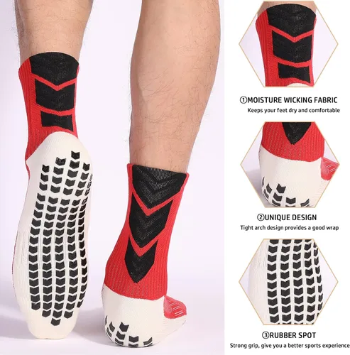 Miniatura 5 de QCWQMYL Calcetines de fútbol antideslizantes para hombre, 134 pares de calcetines antideslizantes para hospital, pilates, correr, calcetines