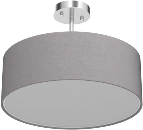 Miniatura 4 de SomSom Lámpara de techo, pantalla colgante de tela moderna de montaje semiempotrado, pantalla de tambor gris grande, lámpara colgante redonda