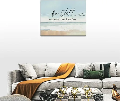Miniatura 4 de Arte de pared cristiano grande con texto en inglés «Be Still and Know That I Am Gods» («Be Still and Know That I Am Gods») para decoración de pared