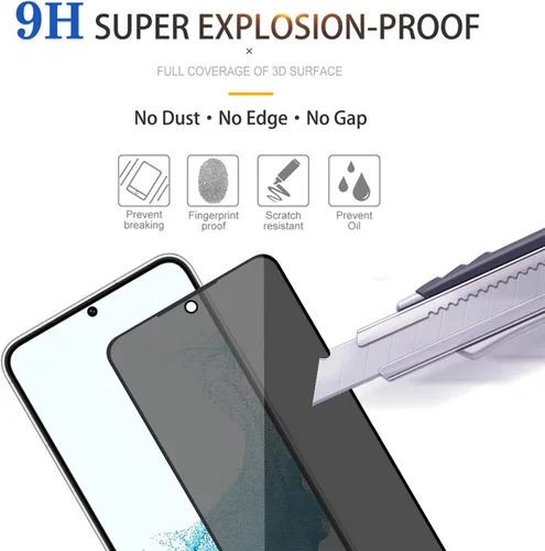 Miniatura 4 de Paquete de 3 + 3: 2 protectores de pantalla de privacidad y 1 transparente y 3 protectores de lente de cámara para Samsung Galaxy S22 5G de 6.1