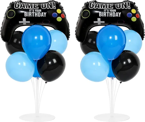 Miniatura 26 de Kit de soporte para globos de fiesta de fútbol 2 juegos con 2 globos de rugby de aluminio tipo bola, centro de mesa temático de fútbol para mesas