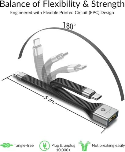 Miniatura 6 de Cable adaptador corto USB-C a USB-A OTG, 5 pulgadas, 10Gbps, USB-C a USB-A hembra, compatible con Thunderbolt 3/4/5 y USB4, para iPhone serie 17
