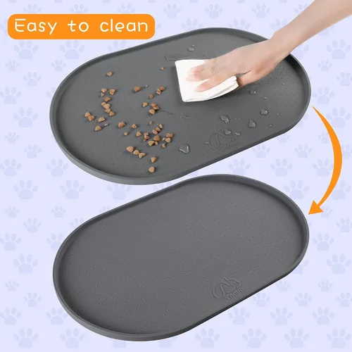 Miniatura 4 de Estera de comida para perros 100% impermeable de 0.5" con borde elevado, libre de BPA, de silicona, para mascotas, estera para gatos y perros que