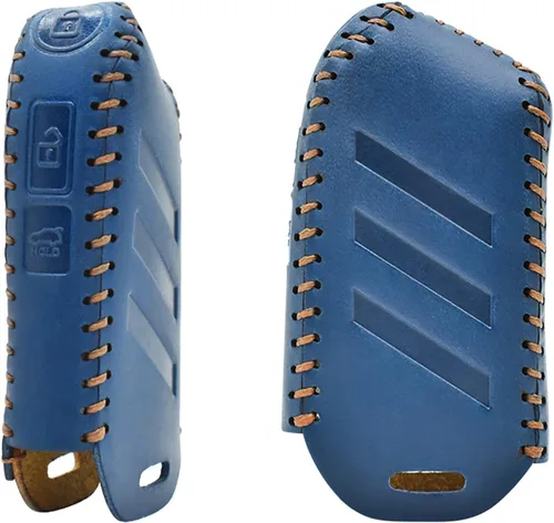 ontto Funda de piel para llave Kia Stinger Smart Remote Protección completa, duradera con llavero azul (1 funda para llavero y 1 llavero), Azul