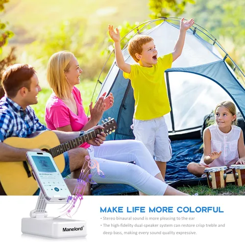 Miniatura 4 de Soporte para teléfono celular con altavoz Bluetooth inalámbrico compatible con iPhone/Samsung/iPad, soporte de teléfono de diseño antideslizante