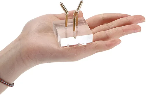 Miniatura 7 de Hipiwe Soporte de exhibición de brazo de metal dorado con base acrílica, soporte de caballete de exhibición pequeña para esfera, bolas de cristal