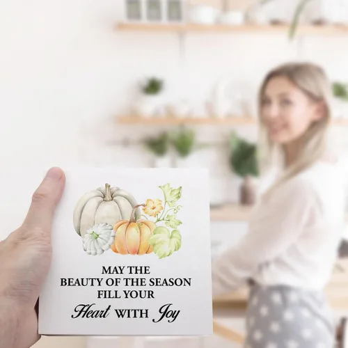 Miniatura 6 de Q692 - Decoración de mesa de otoño, con texto en inglés "May the Beauty of the Season", decoración rústica de madera de otoño para decoración