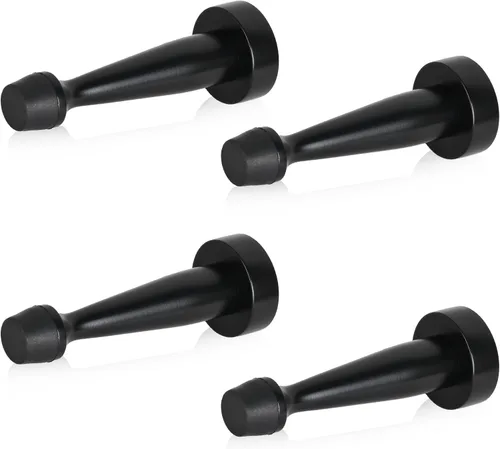 QOGRISUN 's Topes de puerta negros de latón macizo resistentes, 3-1/4 pulgadas de longitud total de tope decorativo de puerta protector de pared con