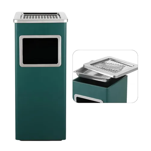 Miniatura 7 de Bote de basura para exteriores, contenedor de basura redondo de acero inoxidable con cubo interior extraíble para desecho, contenedor de basura