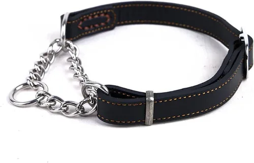 Miniatura 4 de Love Dream Martingale - Collar de cuero para perros de entrenamiento, cadena de acero inoxidable antiescape, sin tirones, para perros pequeños, Negro