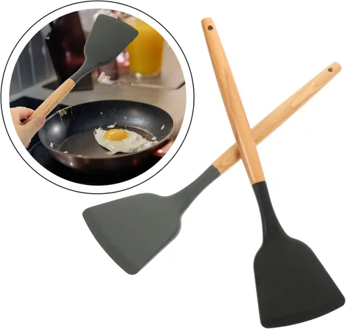 Miniatura 5 de Espátula de silicona segura para placa de inducción, mango resistente multifunción antiadherente para cocinar wok