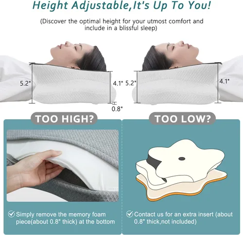 Miniatura 5 de CHxxy Almohada cervical para el cuello para aliviar el dolor de dormir, almohadas de espuma viscoelástica, almohadas ergonómicas para dormir de Gris