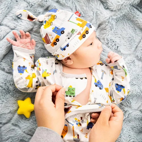 Miniatura 5 de Magnificent Baby Conjunto de bata y sombrero de modal magnético de 2 piezas para bebé Rosado