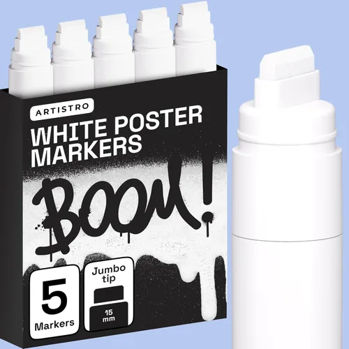 Miniatura 18 de ARTISTRO – 5 rotuladores de pintura acrílica negros a base de agua para marcado de vidrio, pintura en roca, cerámica, madera, llanta, tela, metal