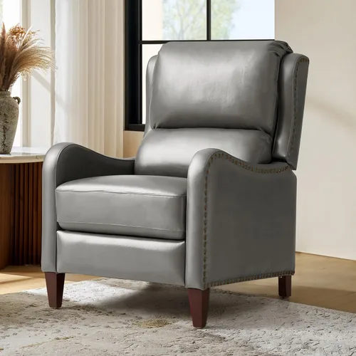 Miniatura 14 de HULALA HOME Silla Reclinable de Cuero Genuino, Sillón Reclinable Moderno de Empuje hacia Atrás con Asiento Grueso, Respaldo y Reposapiés, Decoración
