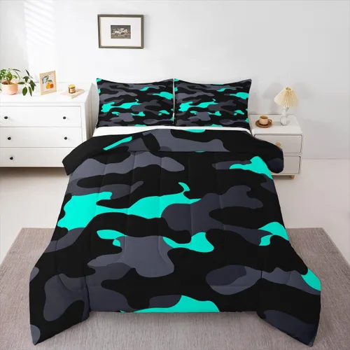 Miniatura 25 de Erosebridal Juego de edredón a rayas azules, juego de ropa de cama tamaño King, juego de ropa de cama moderno minimalista y colecciones con temática