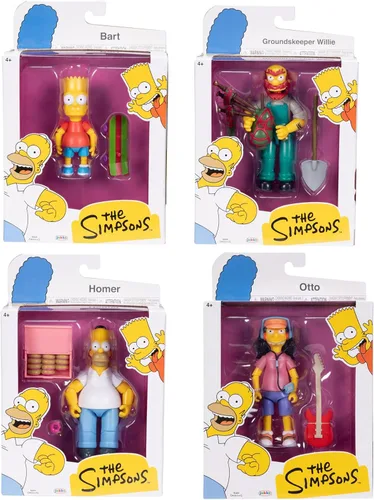 Miniatura 7 de JAKKS Pacific Disney - Figuras de acción de Los Simpson, paquete de 4 figuras coleccionables de 5 pulgadas de Wave 1, Homer, Bart, Groundskeeper