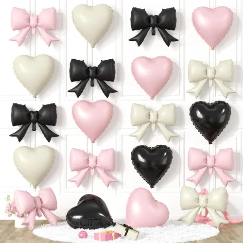 Miniatura 22 de 20 globos de lazo rosa, globos de corazón rosa bebé, globo en forma de corazón de 18 pulgadas, globo de lazo de 21 pulgadas para propuesta