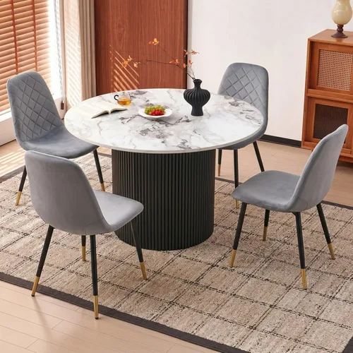 Miniatura 23 de Juego de 2 sillas de comedor de terciopelo azul marino, sillas tapizadas de cocina y comedor con patas de metal, sillas decorativas modernas