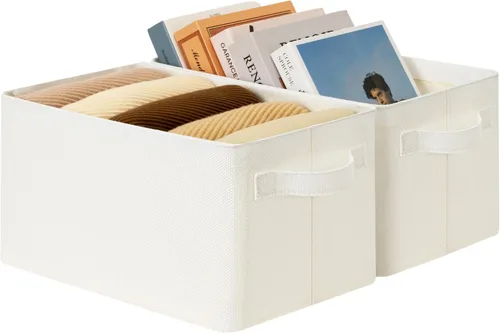 GRANNY SAYS Storage Bins for Closet, Linen Closet Organizers and Storage Baskets with Metal Frame, Shelf Storage Bins for Organizing Bedroom